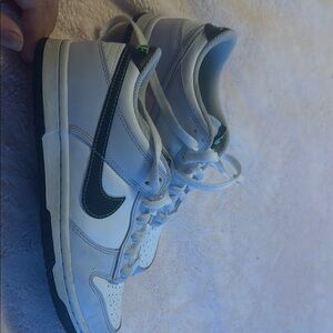 Nike Kids White Sneakers with Green Swoosh